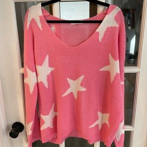 Pink and White Star Sweater